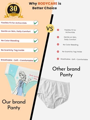 Image of BODYCARE Kids Girls Frozen Printed Panty Ultrasoft Underwear 100% Cotton Soft Comfortable | Skin Friendly | Innerwear Pack of 3-Assorted