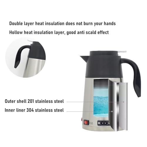 Hervidor eléctrico para auto 12V 1300ML acero inoxidable miniatura 6