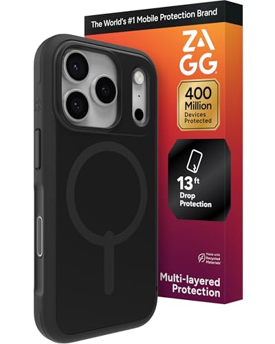 Image of ZAGG Sedona Snap Case for iPhone 17 Pro - Flood Black, Drop Protection (13ft /4m), Graphene-Reinforced Multi-Layer Protection, MagSafe Phone Case with Impact-Absorbing Bumpers, Slim & Lightweight