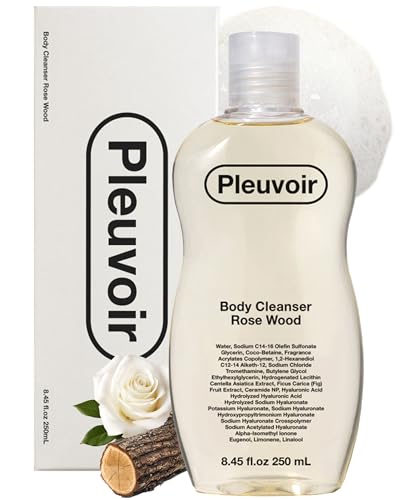 Pleuvoir Body Cleanser Rose Wood - Perfume Body Wash - Fresh Blooming Rose Smoky Woody Scent - Rich Moisturizing Foam with 8 Types Hyaluronic Acid Ceramides - Vegan K-Beauty, 8.45 fl.oz
