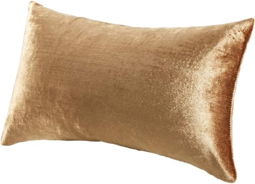 Image of Khooti Velvet 200 TC Cushion Cover Pack Of 1-14 inchX20 inch /36X51 Cm-Color-Copper Gold-Soft Pillow Covers Cushion Case For Sofa Bedroom Living room Chair Car