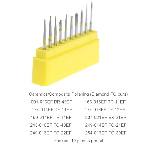 Kit de 10 fresas diamantadas para pulido FG 1.6mm miniatura 7