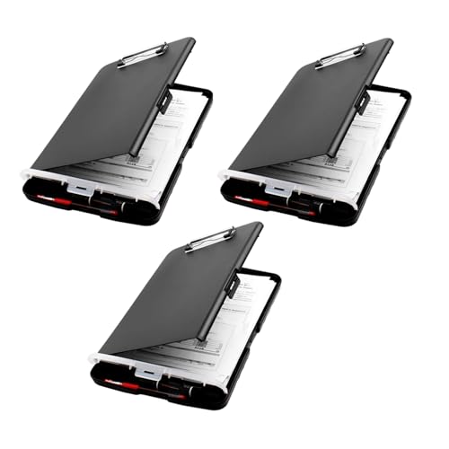 3X Organisateur Presse-Papiers Noir avec Rangement et Dossier Pliable