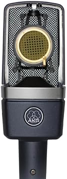 AKG Pro Audio C214 Studio Grade Professional Large Diaphragm, Single Capsule, Vocal and Instrument Condenser Microphone with Rugged Aluminum Carrying Case. XLR Connector. Gray with Gold