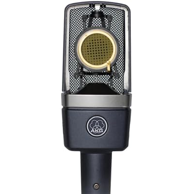 AKG Pro Audio C214 Studio Grade Professional Large Diaphragm, Single Capsule, Vocal and Instrument Condenser Microphone with Rugged Aluminum Carrying Case. XLR Connector. Gray with Gold
