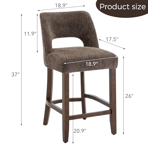 Image of VKNOW Bar Stools Set of 4,Upholstered Counter Height Bar Stools,Modern Counter Stools with Wood Legs for Kitchen Island Dining Room Bar, Brown