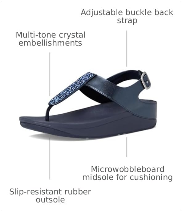 Image of FitFlop Womens Fino Crystal-Mix T-Strap Sandal