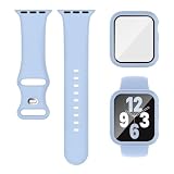 [Knossen] コンパチブル Apple Watchと互換性のあるバンド シリコン製 アップルウォッチ用バンド 保護カバー付き アップルウォッチ向けのスポーツベルト 互換用のApple Watch ベルトとケース 一体型 耐衝撃 全面保護 装着簡単 Series 11 10の42mmに対応