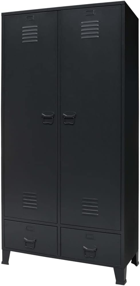 vidaXL Wardrobe Metal Industrial Style 90x40x180cm Black Storage Organiser