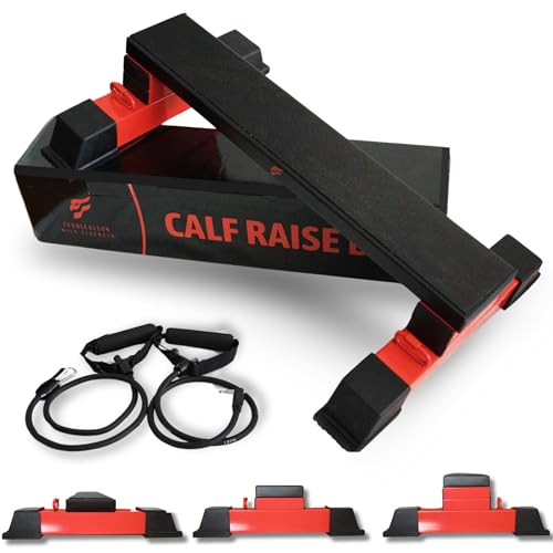 FeralFalcon Adjustable Steel Calf Raise Block – Calisthenics & Gym Equipment – Non-Slip, Band Compatible – Bar for Calves, Foot & Ankle Strength – Home Workout Step Platform