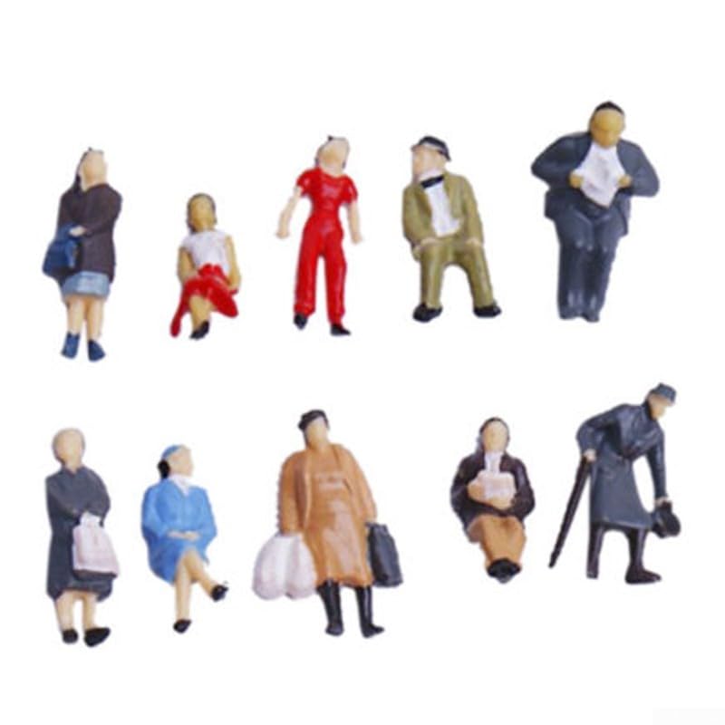 24Pcs Mixed Model People Figures for HO Scale 1:87 Train Railway Building Scenery, Plastic Colorful Miniature Characters for Model Train Layouts, Diorama and Landscape Decoration