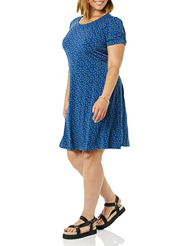 Image of Amazon Essentials Women's Gathered Short Sleeve Crew Neck A-line Dress (Available in Plus Size)