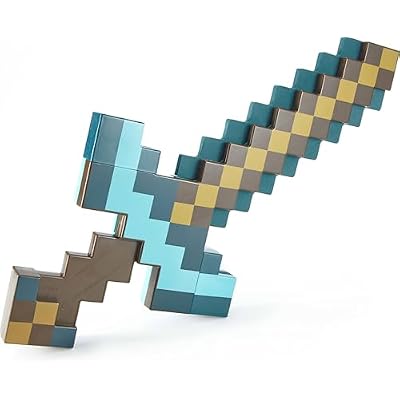 Mattel Minecraft Transforming Diamond Sword & Pick-Axe Kid-Sized 2-in-1 Toy Accessory for Role-Play & Costumes