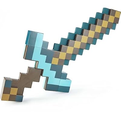 Mattel Minecraft Transforming Diamond Sword & Pick-Axe Kid-Sized 2-in-1 Toy Accessory for Role-Play & Costumes