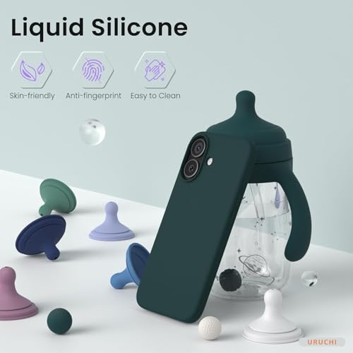 URUCHI iPhone 17 ile Uyumlu Kılıf, İçi Kadife Kaplamalı İnce Sıvı Silikon Tam Koruma Yumuşak Jel Silikon Kapak, Koyu Yeşil - Görsel 4