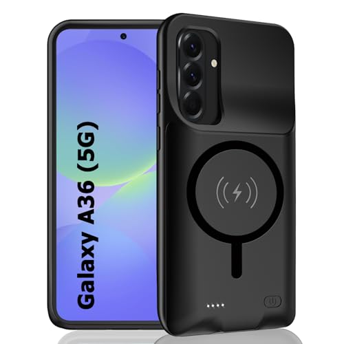Battery Case for Galaxy A36/A56,Enhanced 10000mAh Portable Protective Wireless Charging Case Support Carplay Compatible with Galaxy A36/A56(6.7 inches),Rechargeable Extended Battery Charger Case-Black