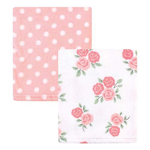 Image of Hudson Baby Unisex Baby Silky Plush and Coral Fleece Blanket, Soft Pink Roses, 30x36 inches