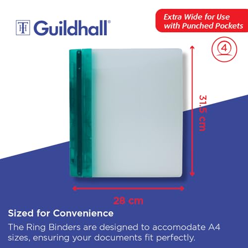 Exacompta Guildhall Ergogrip Binder, 4 Ringe, A4, extra breit, Smaragdgrün, 1 Stück