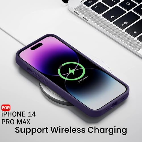 Image of TheGiftKart Liquid Silicone Back Cover Case for iPhone 14 Pro MAX | Soft Micro-Fibre Lining Inside | Camera & Screen Protection | Shockproof Case Cover for iPhone 14 Pro Max (Silicone, Dark Purple)