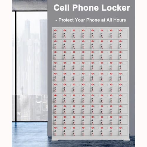 Grande armadietto per cellulare in acciaio per aule e ufficio, armadietto con 48 scomparti per impiegati scolastici, soluzione di archiviazione sicura per telefoni cellulari
