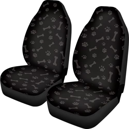 Housse de sièges auto avant 52x138cm motif patte de chien noire pour voiture et berline