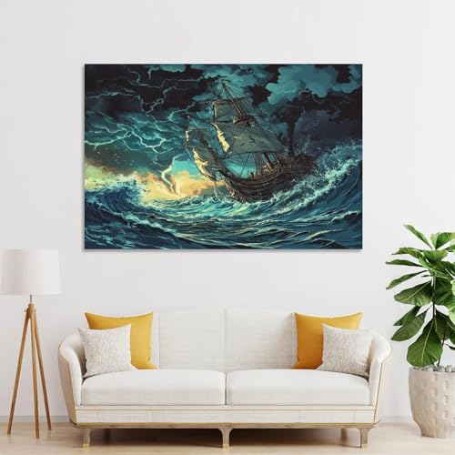 Voilier murale tableau impression sur toile 50x75cm pour salon