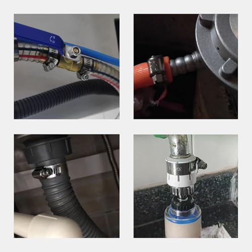 image for VELNUT Stainless Steel Hose Clamps Assortment Kit, 25 Pieces Worm Gear