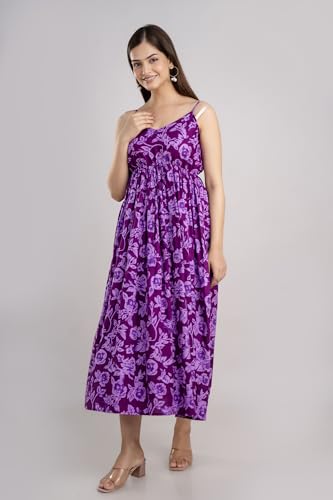 Image of Women Regular fit Rayon Dress|Western Dress|Sleeveless (in, Alpha, XL, Purple)