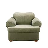Sure Fit Stretch Stripe 2-Piece - Chair Slipcover - Sage (SF37729)