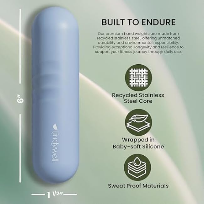 Lindywell Soft Grip Hand Weights, 2.2lb Set of 2 - Hand Weights For Women & Men, Fine-Toning, Pilates, Physical Therapy, Travel-Comfortable, Durable Fitness Equipment For Full-Body Workout & Strength