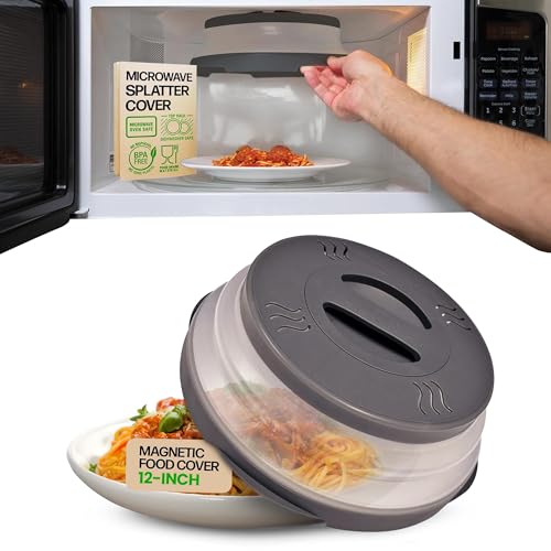 HOVER COVER Magnetic Microwave Splatter Cover 2.0, Collapsible 12-Inch BPA-Free...