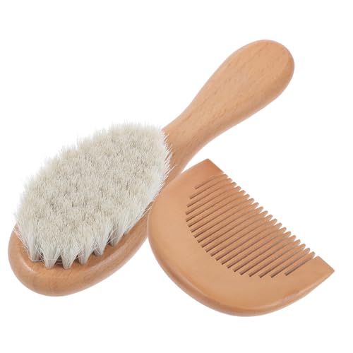 NULYLU 2pcs Baby Scalp Comb Kit for Toddler Wooden Handle Soft Bristles Comb for Baby Bathing Brush Set Gentle on Skin