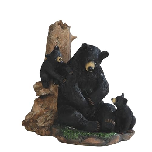 ICE ARMOR 6.5" H Black Bear with Cubs Lying on Tree Figurine Office Desk/Home/Living Room/Table Decor, Perfect House Warming Gifts for New Home by ICE ARMOR - Used condition - US$16.20