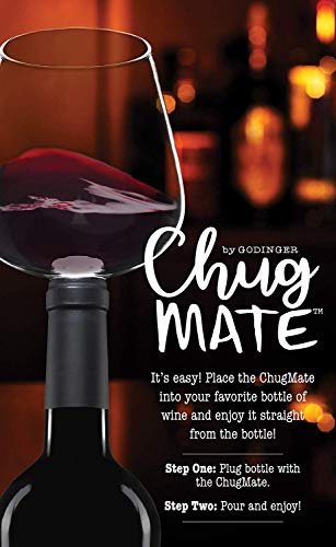 Godinger Chugmate Wine Glass Topper, Goblet To Drink Straight From The Bottle, The Original, 1 Count (Pack Of 1), Clear #TOP4