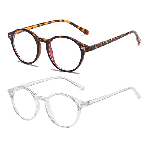 Image of Gleyemor Blue Light Glasses for Men Women, Vintage Round Frame Eyeglasses | Blue Light Blocking Glasses, Lightweight TR90 Frame, Work Gaming Daily Screen Office Computer Use