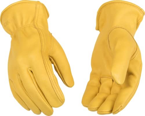 Kinco, 90-M, Premium Grain Deerskin Leather Glove - Durable, Dries Soft, Anti Fatigue Keystone Thumb, Safety Easy-On Cuff, Comfortable Out-Seam Index Finger - for Electrical, Farm, Medium