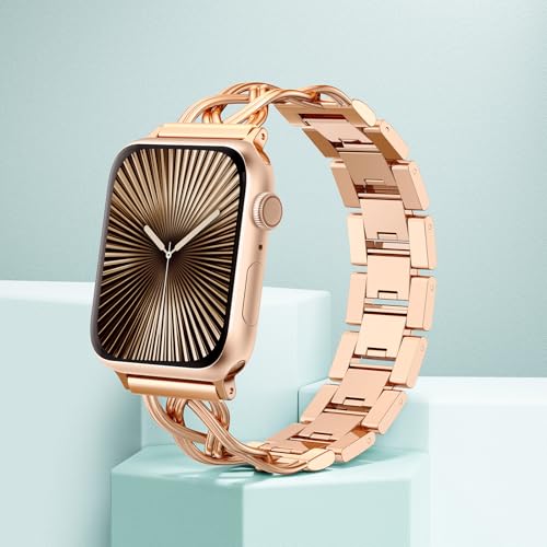 Image of TOYOUTHS Dressy Bracelet Compatible with Apple Watch Bands 38 /40 /41 /42 /44 /45 /46 /49mm Women, Celtic Stainless Steel Metal Fancy Nice Pretty Strap for iWatch Series 11 10 9 8 7 6 5 4 Ultra /SE 3 2 1