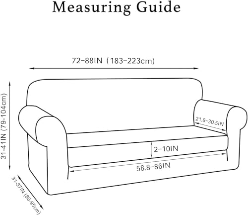 Image of Turquoize Stretch Sofa Slipcover 2 Pieces Sofa Cover Couch Cover for 3 Cushion Couch Washable Furniture Protector Covers with Elastic Bottom Feature Thick Jacquard Fabric (Sofa, Macchiato)