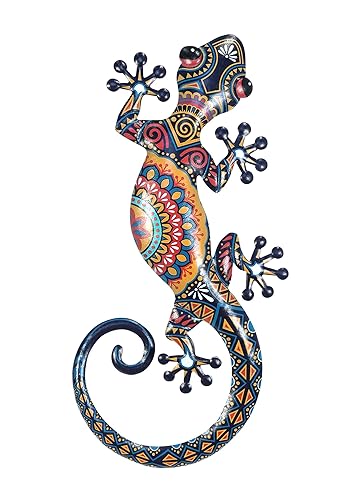 SIGNES GRIMALT Salamandre ou Gecko Mural en métal, Bleu, Rouge et Orange, Modèle Canberra, Hauteur 46 cm