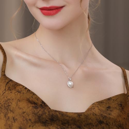 Pearl Pendant Necklace Elegant Jewelry Gift for Wife Mom Girlfriend Her Women June Birthstone for Anniversary Birthday4