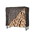 Danrelax 4ft Firewood Rack Outdoor with Cover, Wood Storage Rack for Fire log and Firewood, 600D Oxford Fabric Water-Resistant Cover, for Fireplace Indoor, Patio, Courtyard, Black