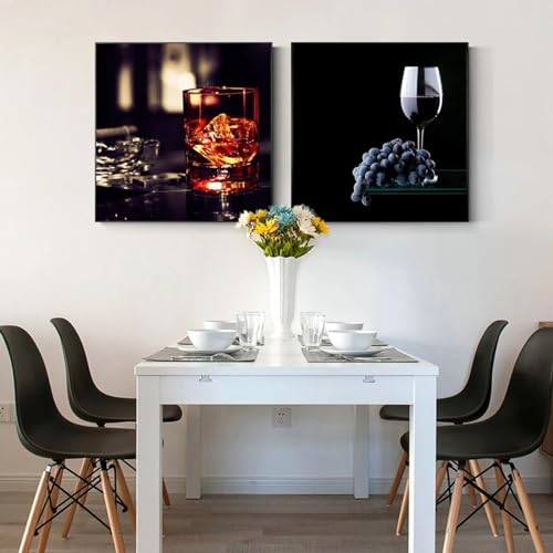 Affiches de cigares et whisky KEBIA de 40x40 cm deux toiles de vin rouge sans cadre pour cuisine