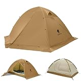 GEERTOP Tenda a cupola per 2 persone, in alluminio, impermeabile, per due persone, 4 stagioni, ideale per campeggio, escursioni, viaggi e arrampicata (kaki)