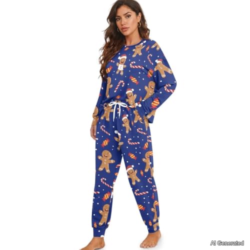 Image of Women's Pajamas Set Soft 2 Piece Loungewear Long Sleeve Pj Set Matching Sleepwear with Pockets for Women Plus Size