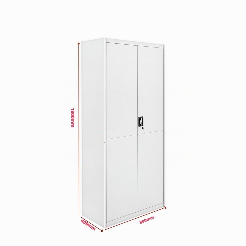 Meuble de rangement en métal avec 2 portes et 5 étagères - 185 cm de haut (gris/blanc, 5 niveaux)