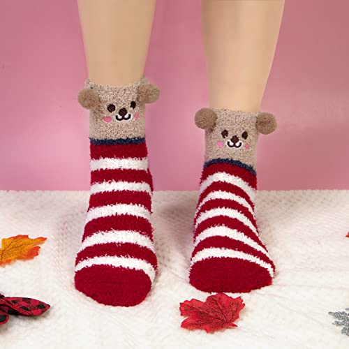 Image of Loritta 6 Pairs Womens Fuzzy Socks, Winter Warm Fluffy Slipper Socks