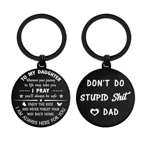 ENGZHI Daughter Gifts from Dad Enjoy The Ride - Daughter Keychain from Dad, Birthday, Christmas, Graduation Mothers Day