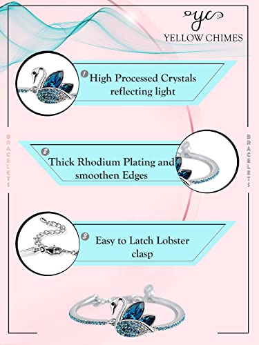 Yellow Chimes Bracelet for Women and Girls Blue Crystal Bracelets for Women | Silver Toned Blue Crystal Bracelet for Girls | Birthday Gift for Girls and Women Anniversary Gift... - Image 4