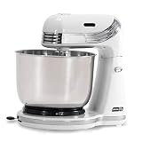 Dash Stand Mixer (Electric Mixer for Everyday Use): 6 Speed Stand Mixer with 3 qt Stainless Steel Mixing Bowl, Dough Hooks & Mixer Beaters for Dressings, Frosting, Meringues & More - White (Renewed)