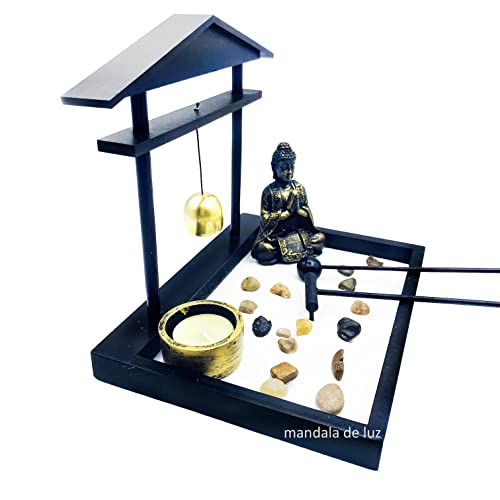Buda Jardim Zen com Sino Castiçal e Vela